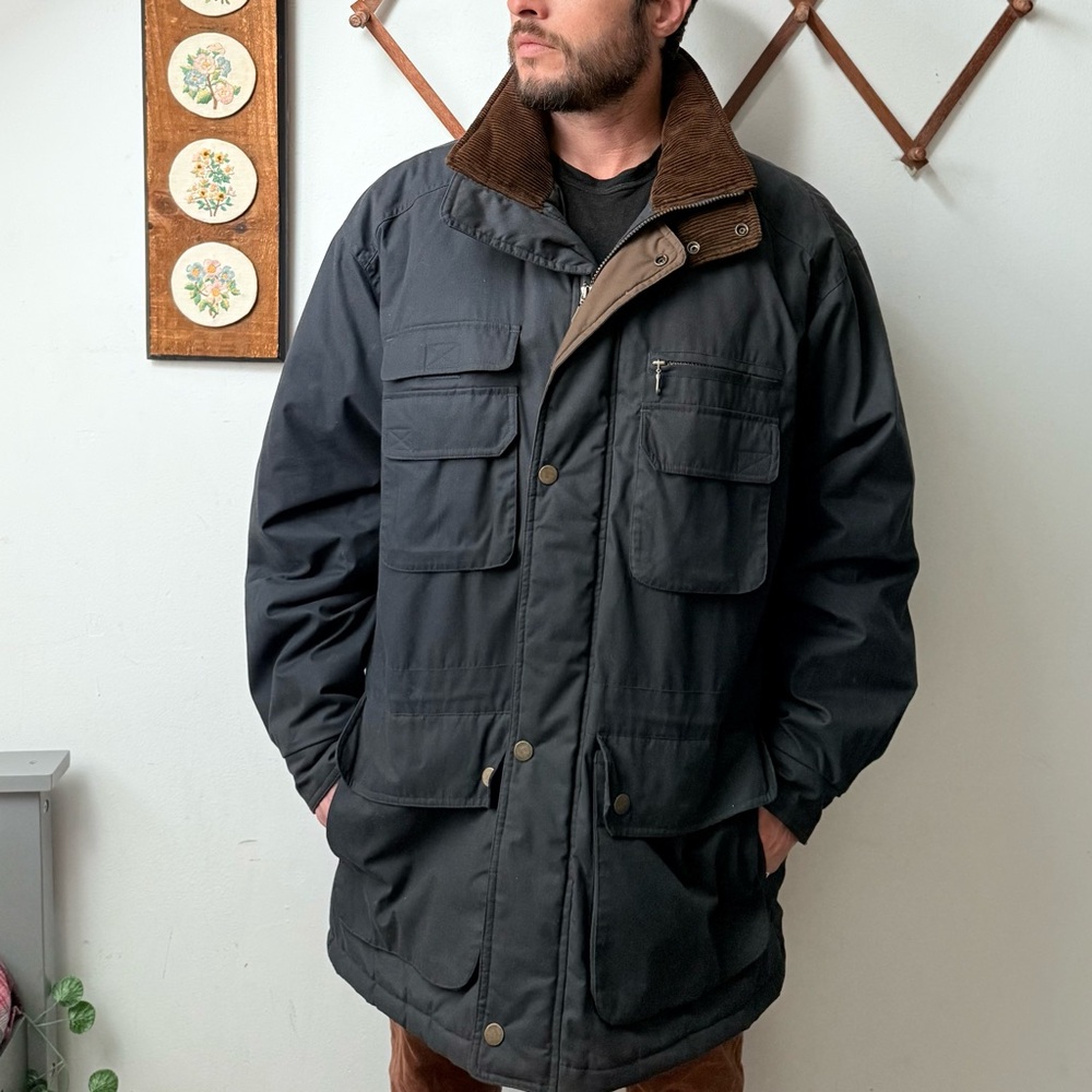 Vintage 90s Corduroy Collar Field Coat - Picture 11 of 16